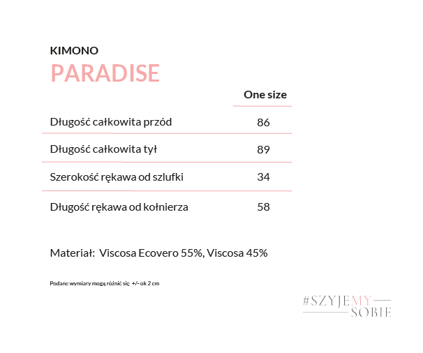 tabela kimono paradise