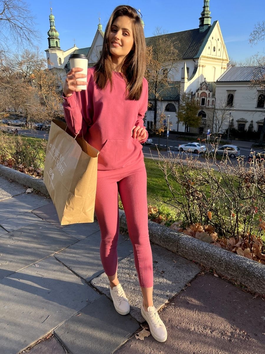 Legginsy z prążkowanego materiału - Malaga